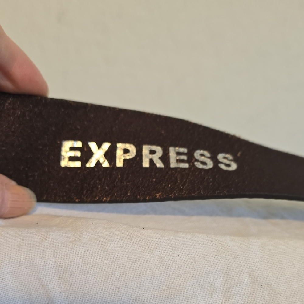 Express Dark Brown Leather Belt. Size Small - Picture 9 of 12